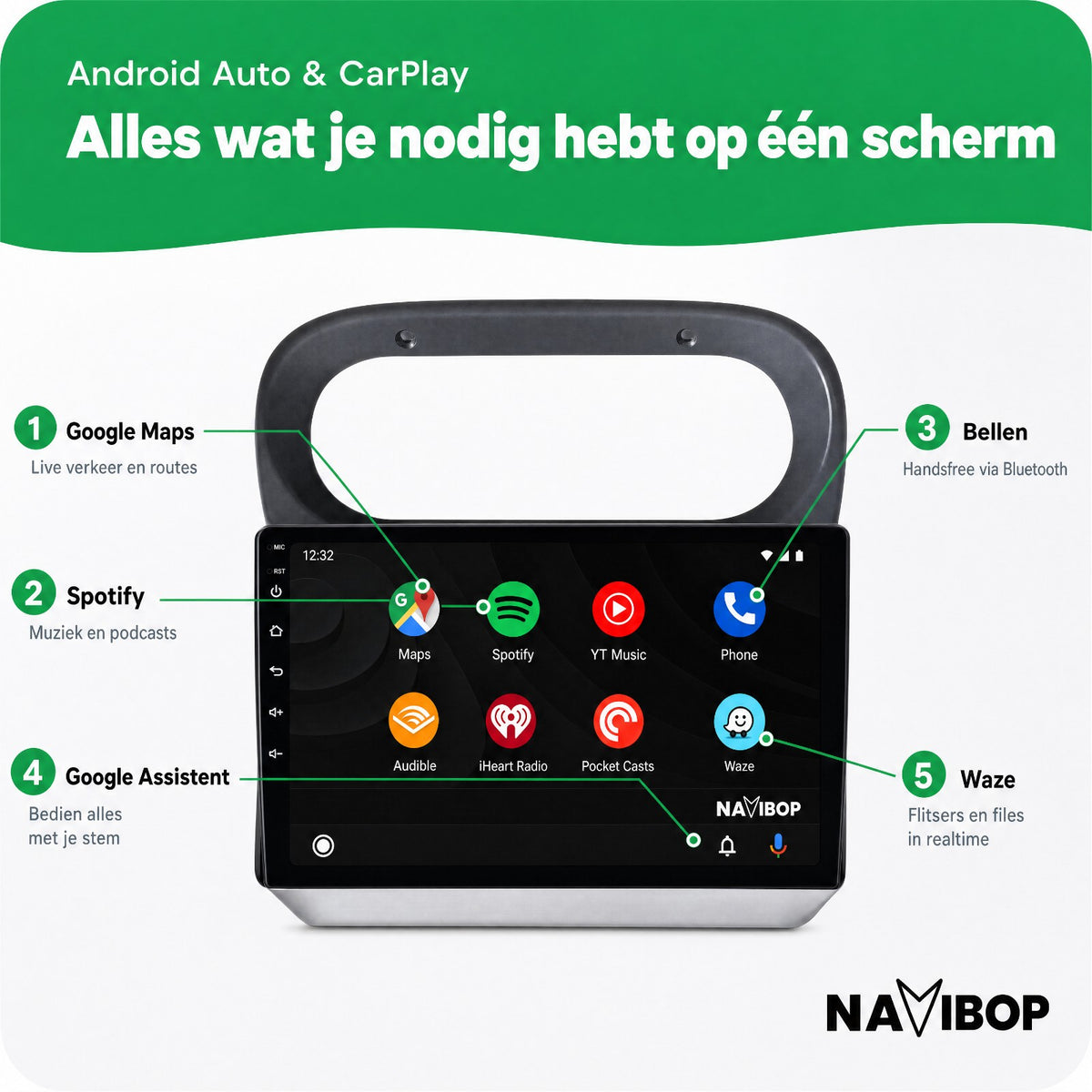 Renault Twingo | Autoradio | Draadloos CarPlay & Android Auto | Android 15 | 2005 t/m 2013