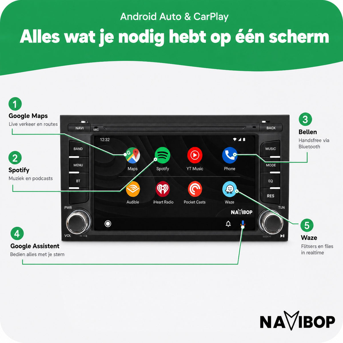 Seat Leon | Autoradio | Draadloos CarPlay & Android Auto | Android 15 | 2012 t/m 2020
