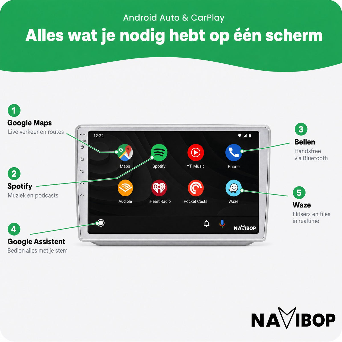 Škoda Fabia | Autoradio | Draadloos CarPlay & Android Auto | Android 15 | 2007 t/m 2014