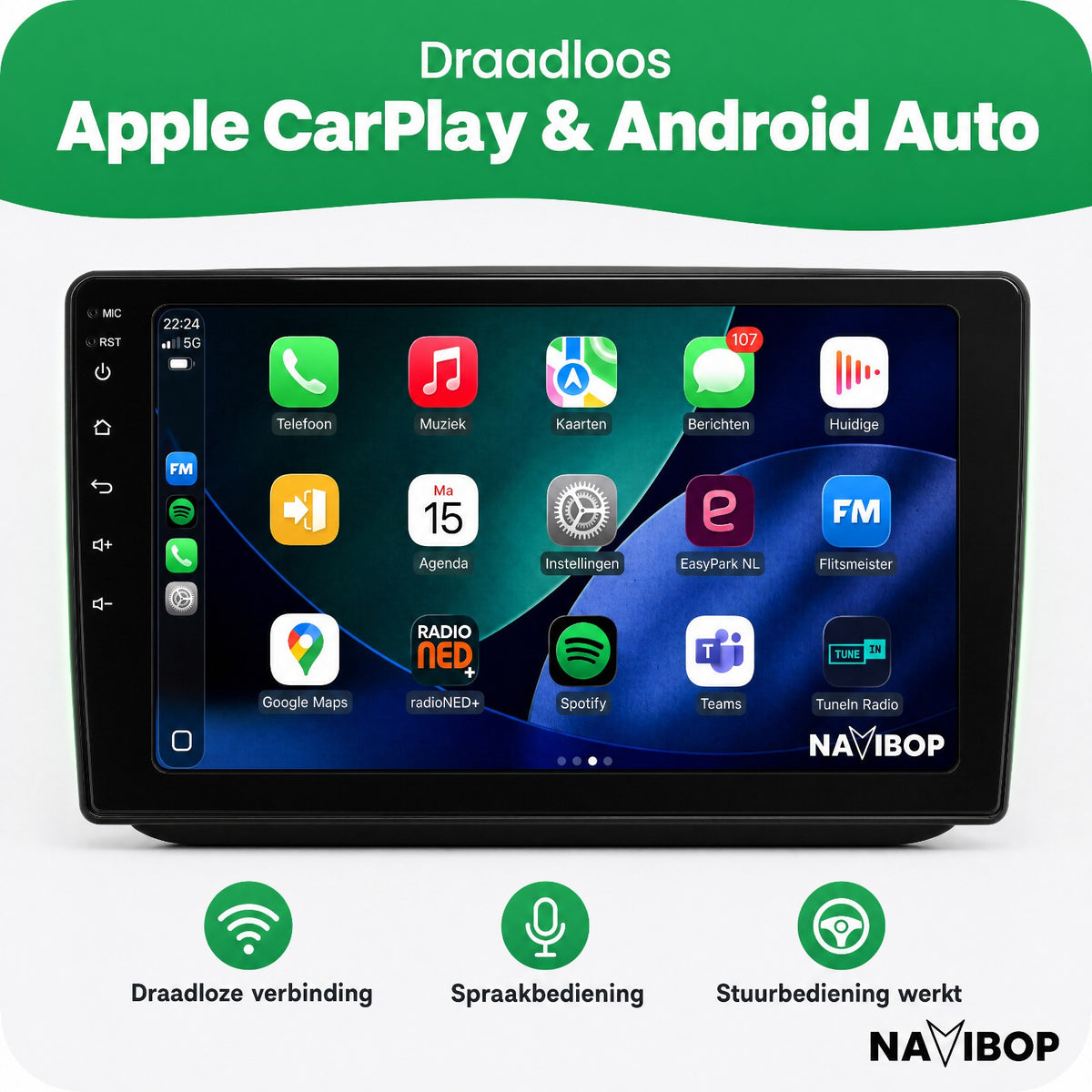 Škoda Fabia | Autoradio | Draadloos CarPlay & Android Auto | Android 15 | 2007 t/m 2014