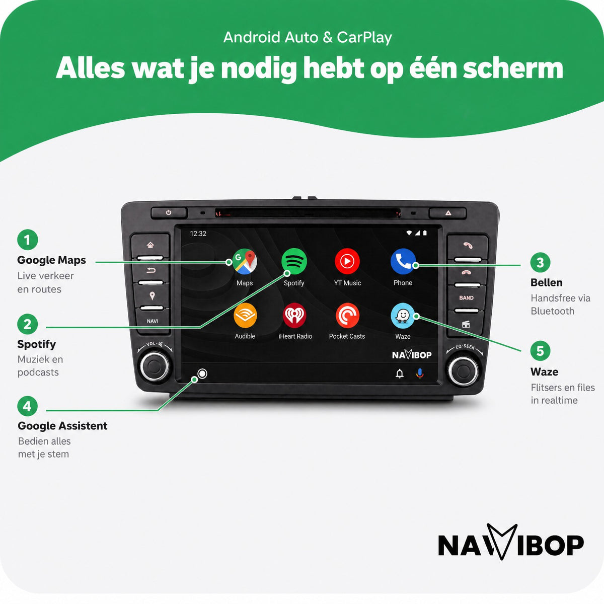 Škoda Octavia Yeti | Autoradio | Draadloos CarPlay & Android Auto | Android 15 | 2009 t/m 2015
