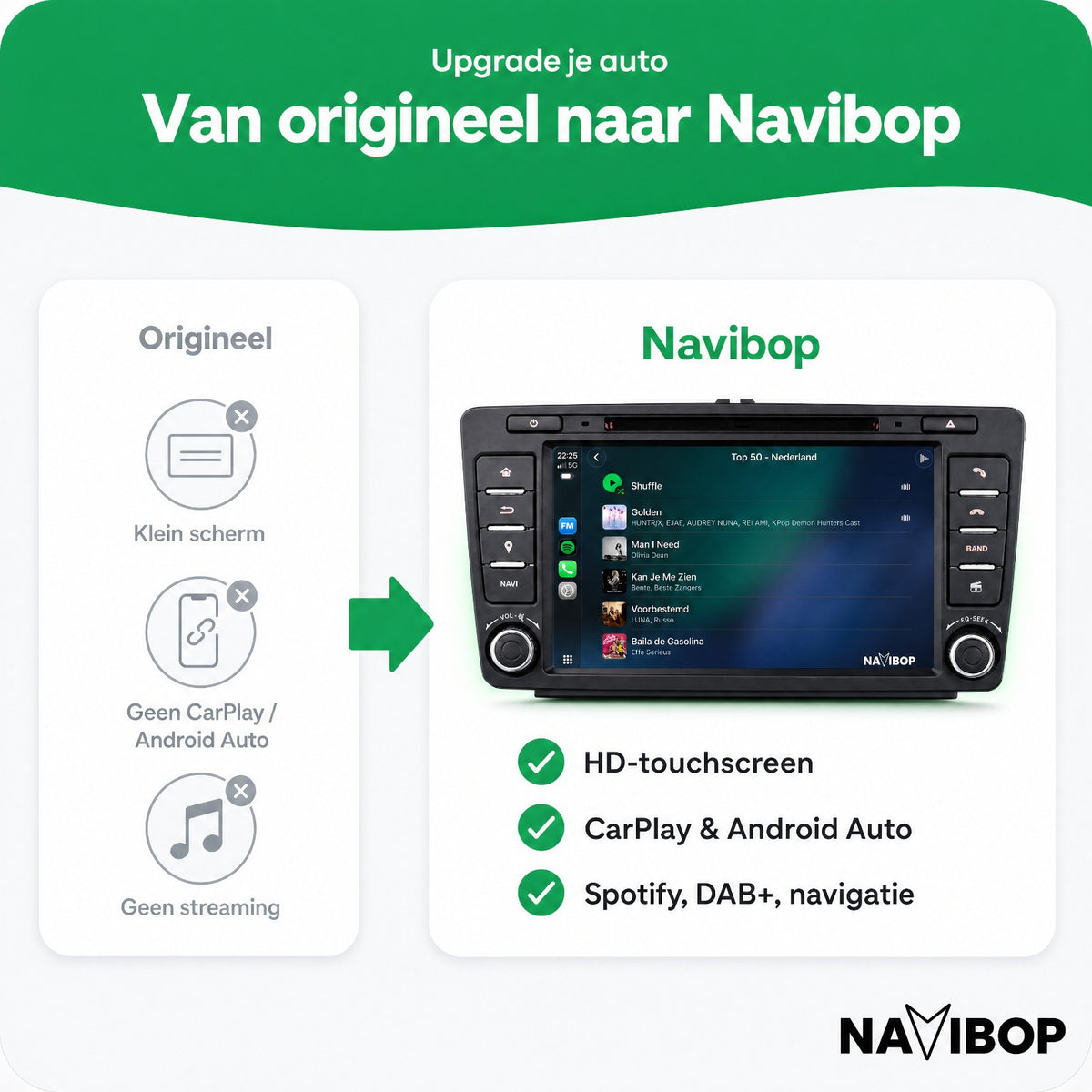 Škoda Octavia Yeti | Autoradio | Draadloos CarPlay & Android Auto | Android 15 | 2009 t/m 2015