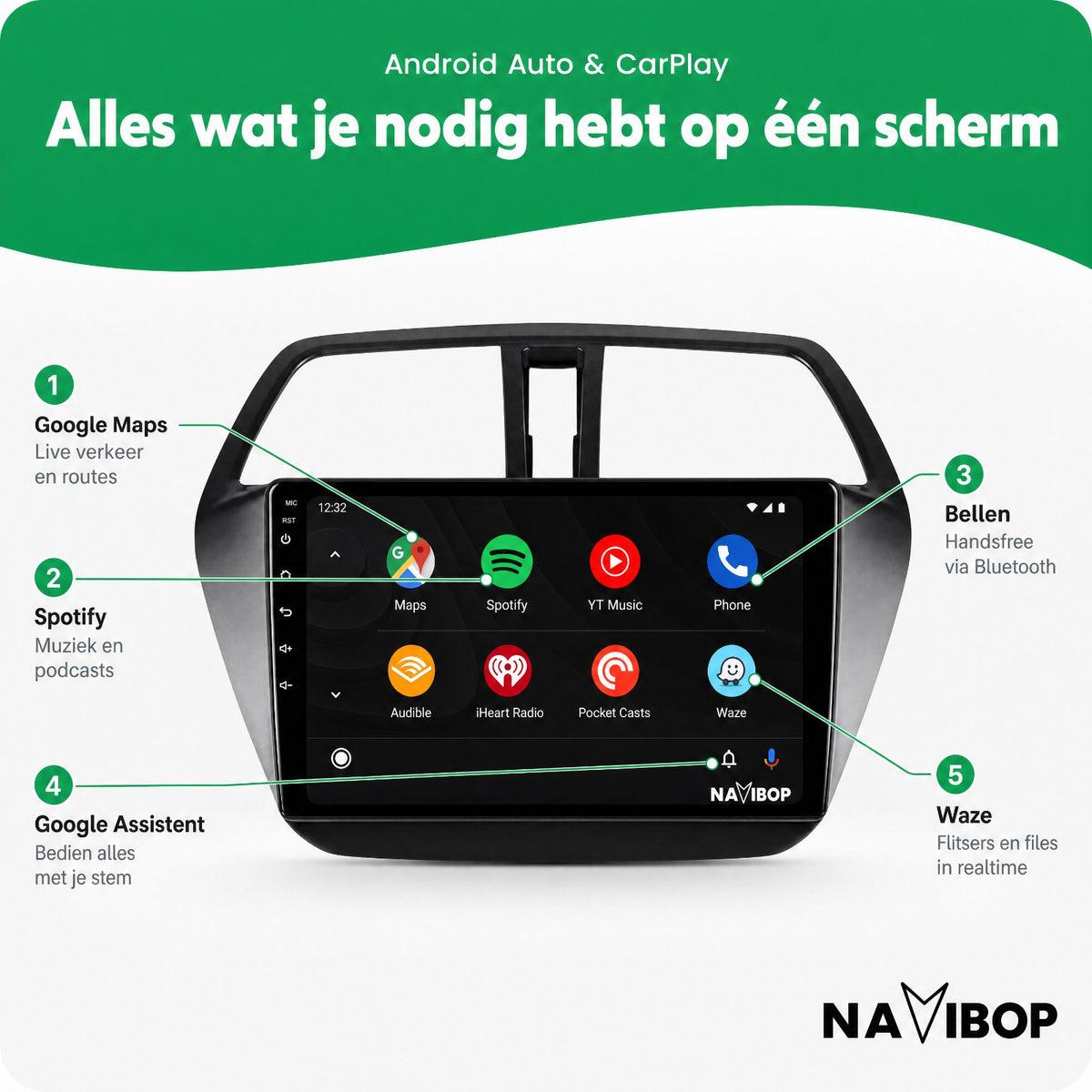 Suzuki SX4 S-Cross | Autoradio | Draadloos CarPlay & Android Auto | Android 15 | 2013 t/m 2021