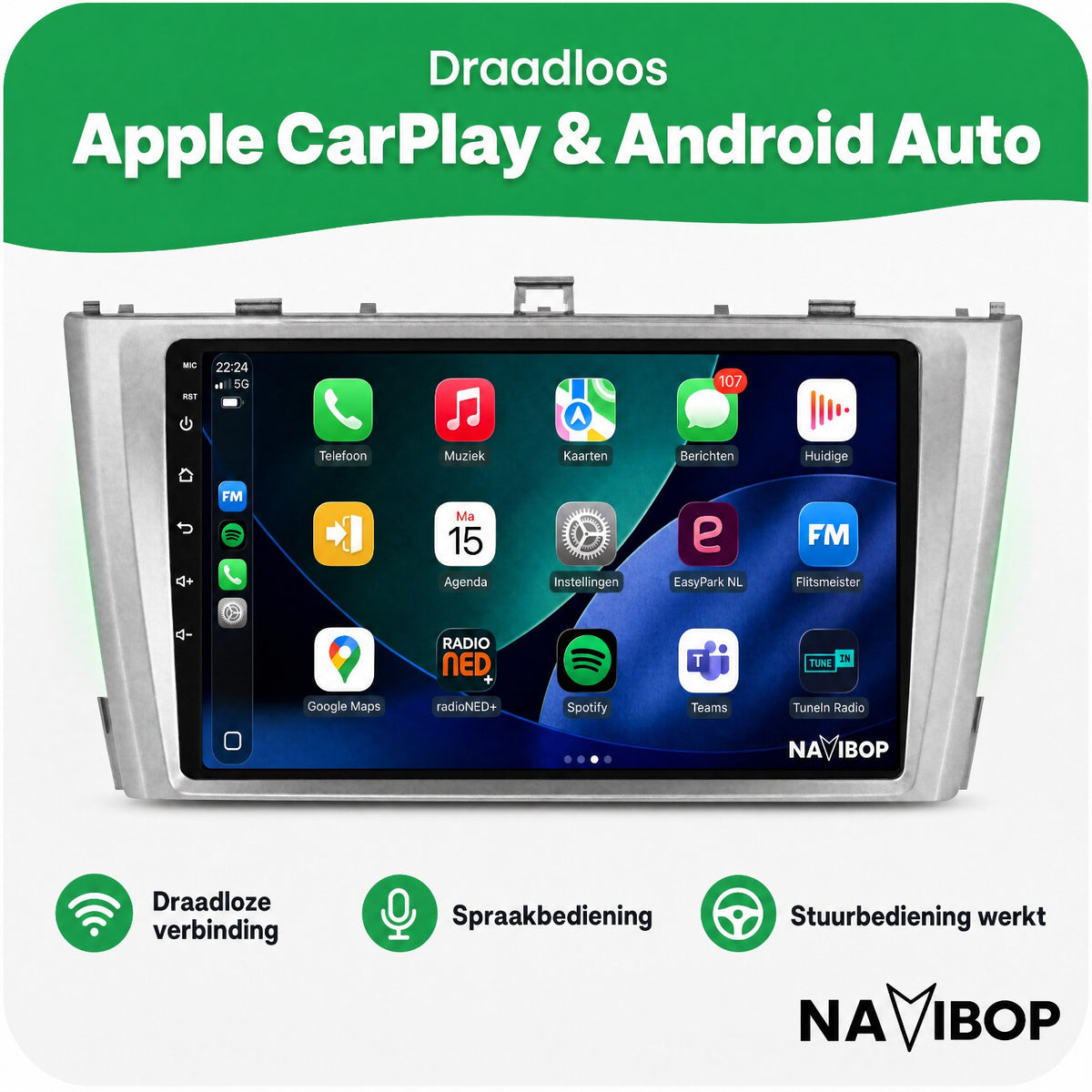 Toyota Avensis Zilver | Autoradio | Draadloos CarPlay & Android Auto | Android 15 | 2008 t/m 2015