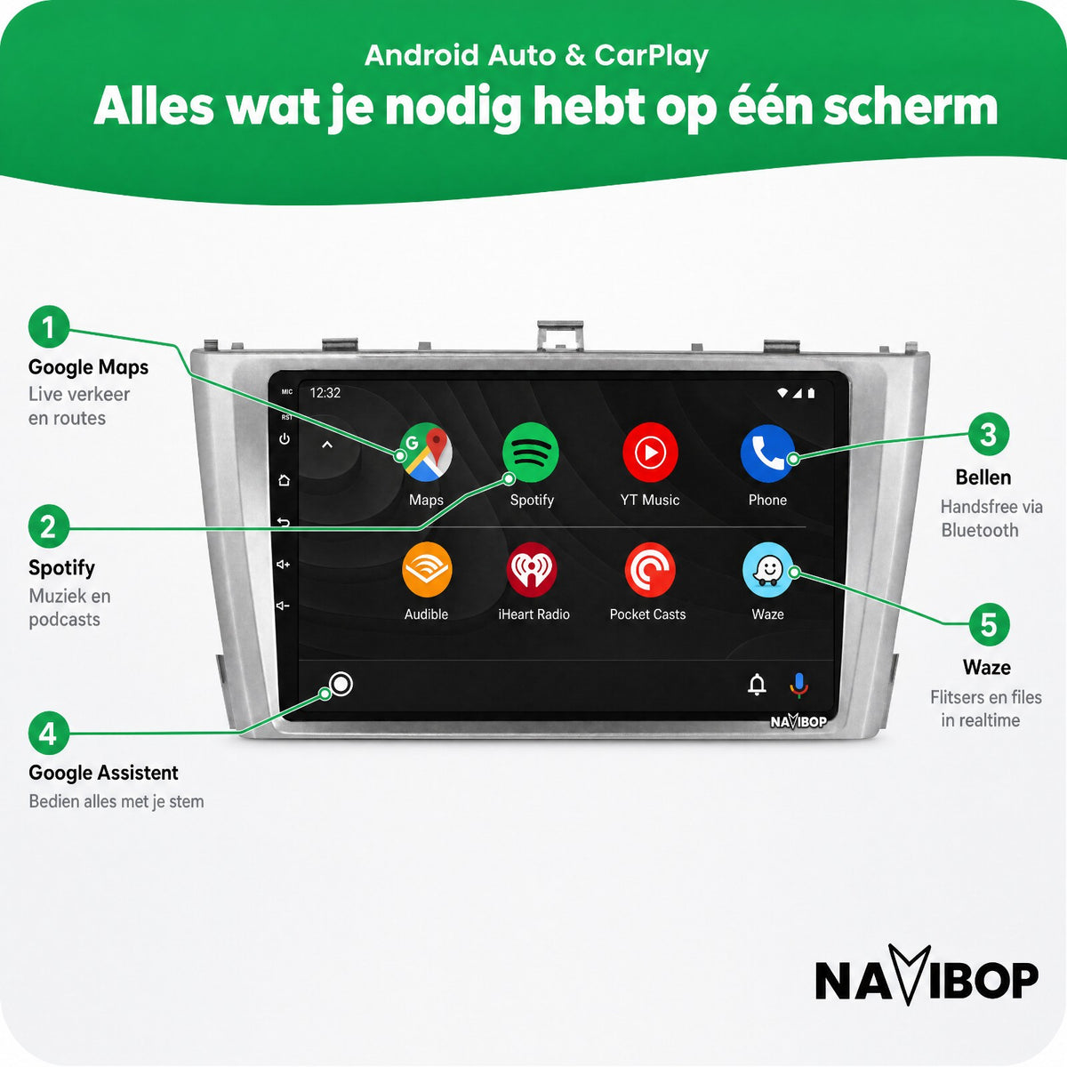 Toyota Avensis Zilver | Autoradio | Draadloos CarPlay & Android Auto | Android 15 | 2008 t/m 2015