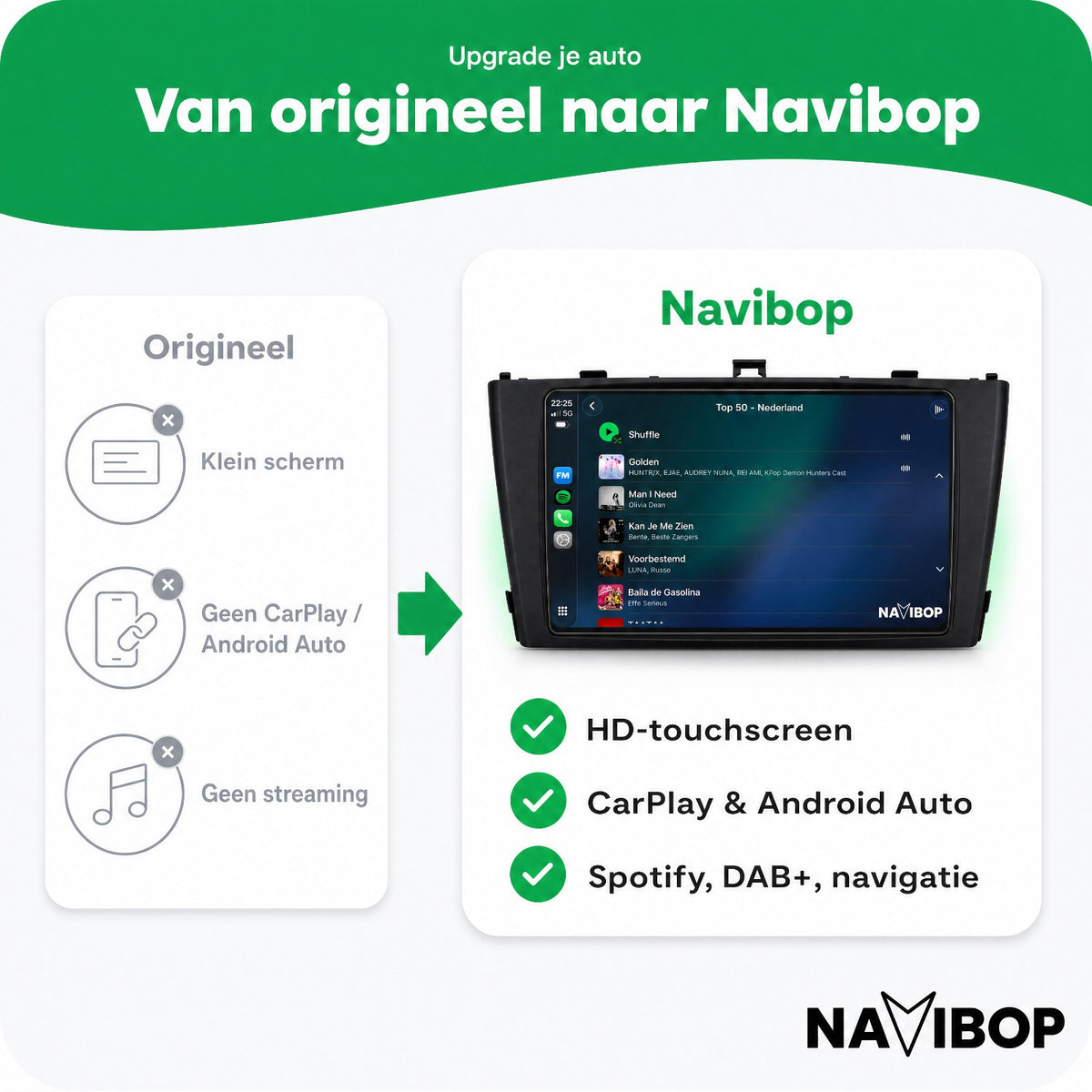 Toyota Avensis Zwart | Autoradio | Draadloos CarPlay & Android Auto | Android 15 | 2009 t/m 2017
