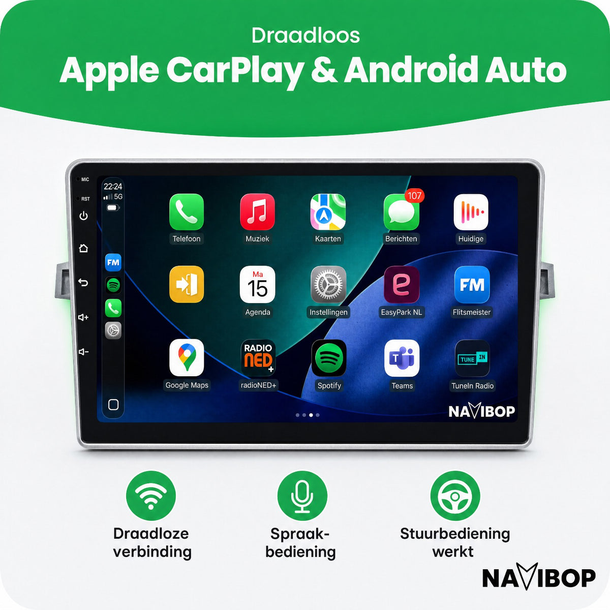 Toyota Corolla Verso | Autoradio | Draadloos CarPlay & Android Auto | Android 15 | 2010 t/m 2015