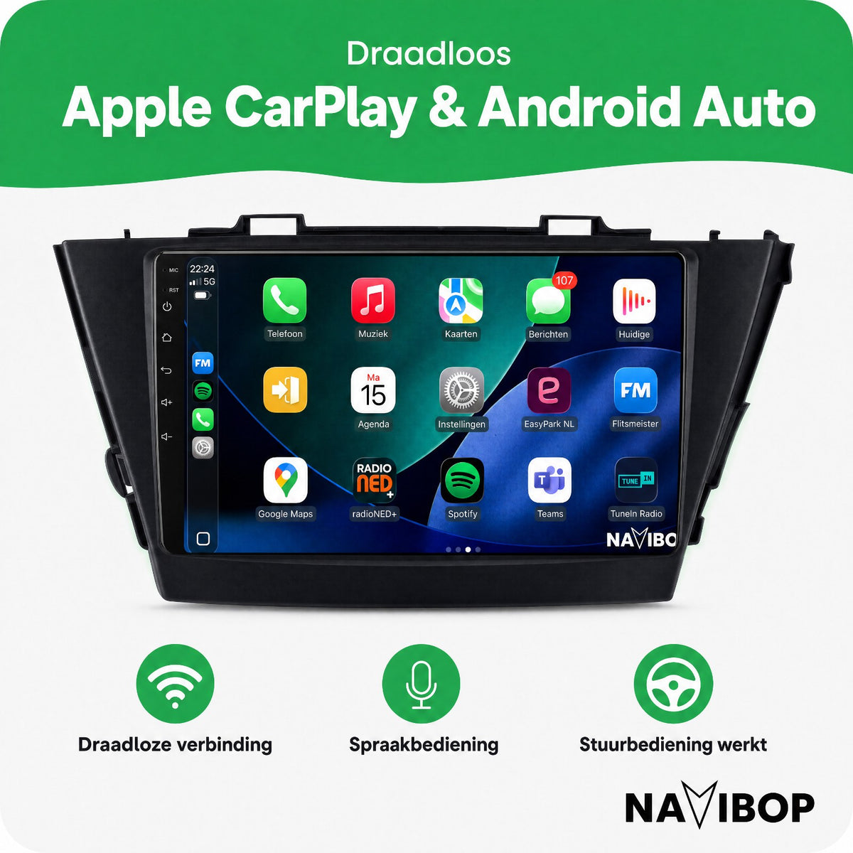 Toyota Prius Plus | Autoradio | Draadloos CarPlay & Android Auto | Android 15 | 2012 t/m 2017