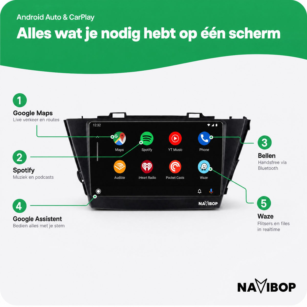 Toyota Prius Plus | Autoradio | Draadloos CarPlay & Android Auto | Android 15 | 2012 t/m 2017