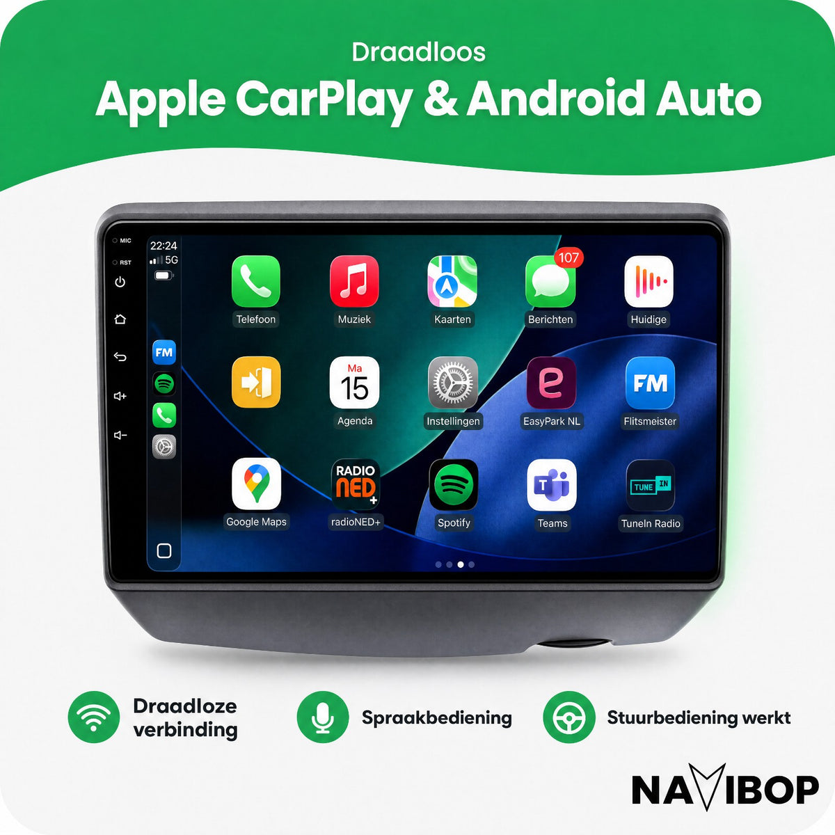 Toyota Yaris | Autoradio | Draadloos CarPlay & Android Auto | Android 15 | 1995 t/m 2003