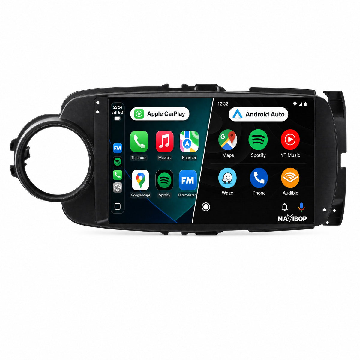 Toyota Yaris Zwart | Autoradio | Draadloos CarPlay & Android Auto | Android 15 | 2011 t/m 2016