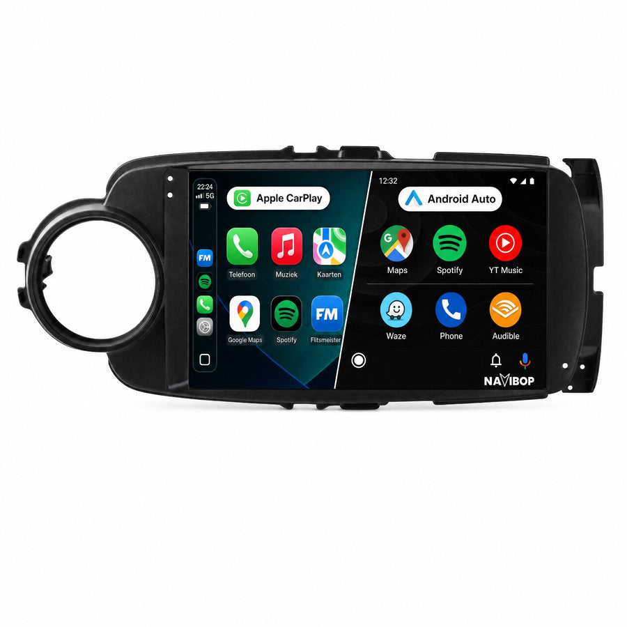 Toyota Yaris Zwart | Autoradio | Draadloos CarPlay & Android Auto | Android 15 | 2011 t/m 2016