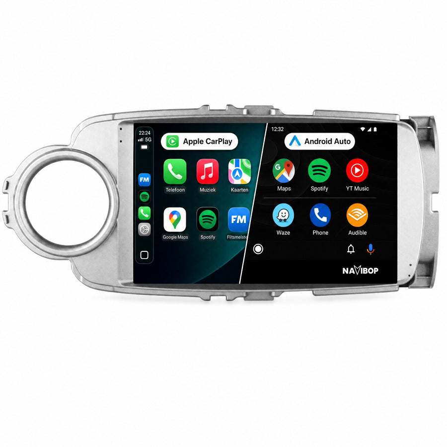 Toyota Yaris Zilver | Autoradio | Draadloos CarPlay & Android Auto | Android 15 | 2011 t/m 2016