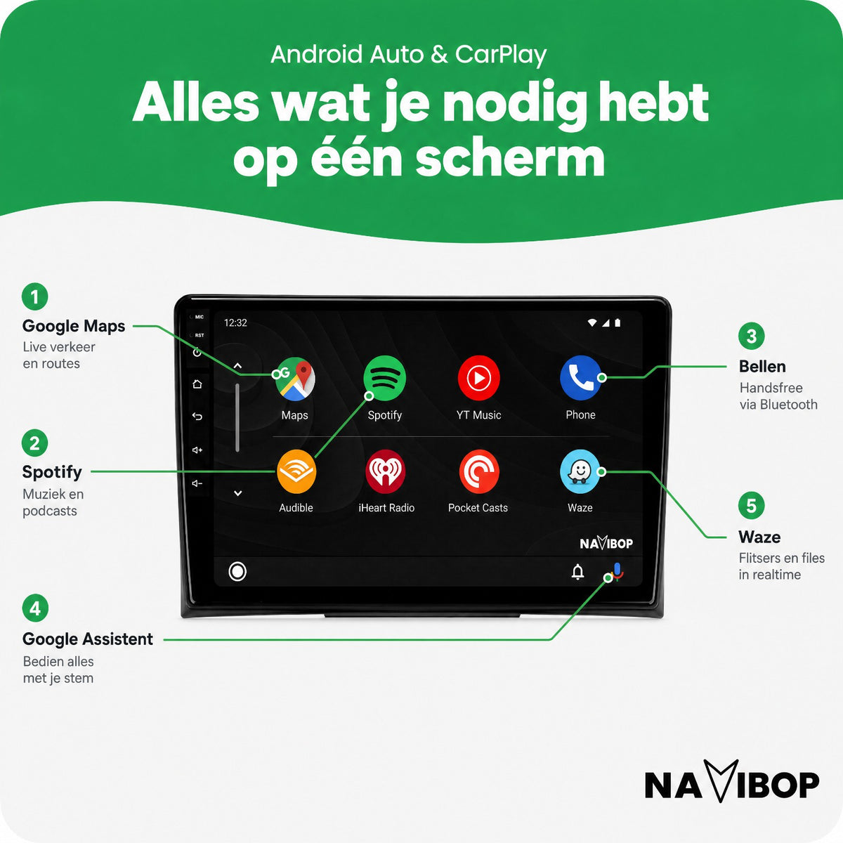 Volkswagen Multivan T5 | Autoradio | Draadloos CarPlay & Android Auto | Android 15 | 2004 t/m 2015