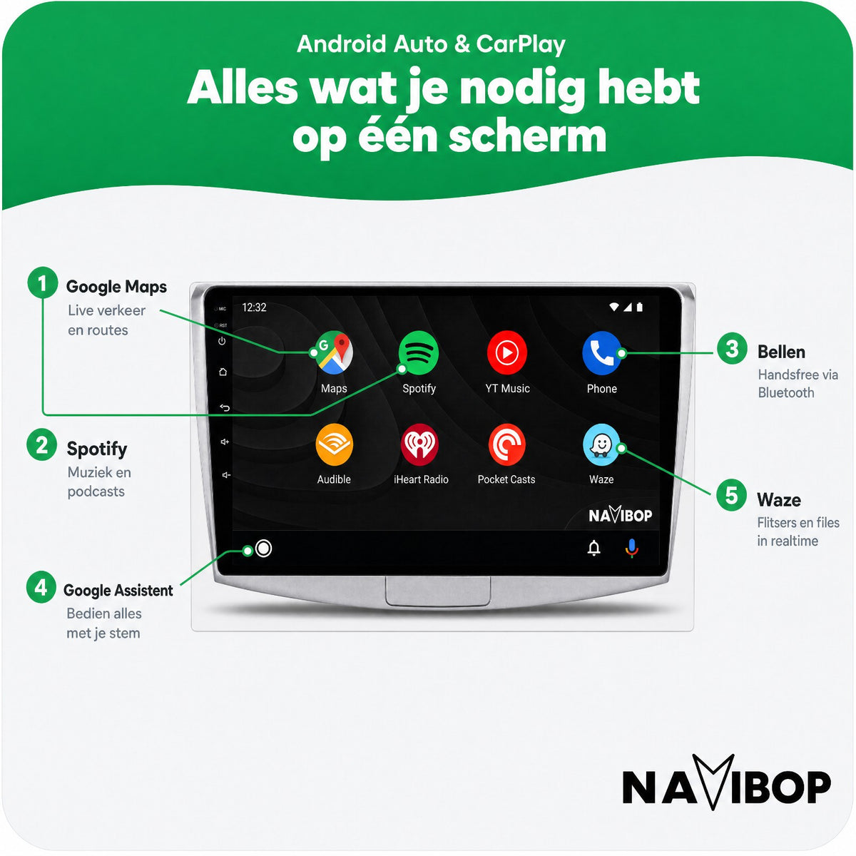 Volkswagen Passat B7 | Autoradio | Draadloos CarPlay & Android Auto | Android 15 | 2010 t/m 2016