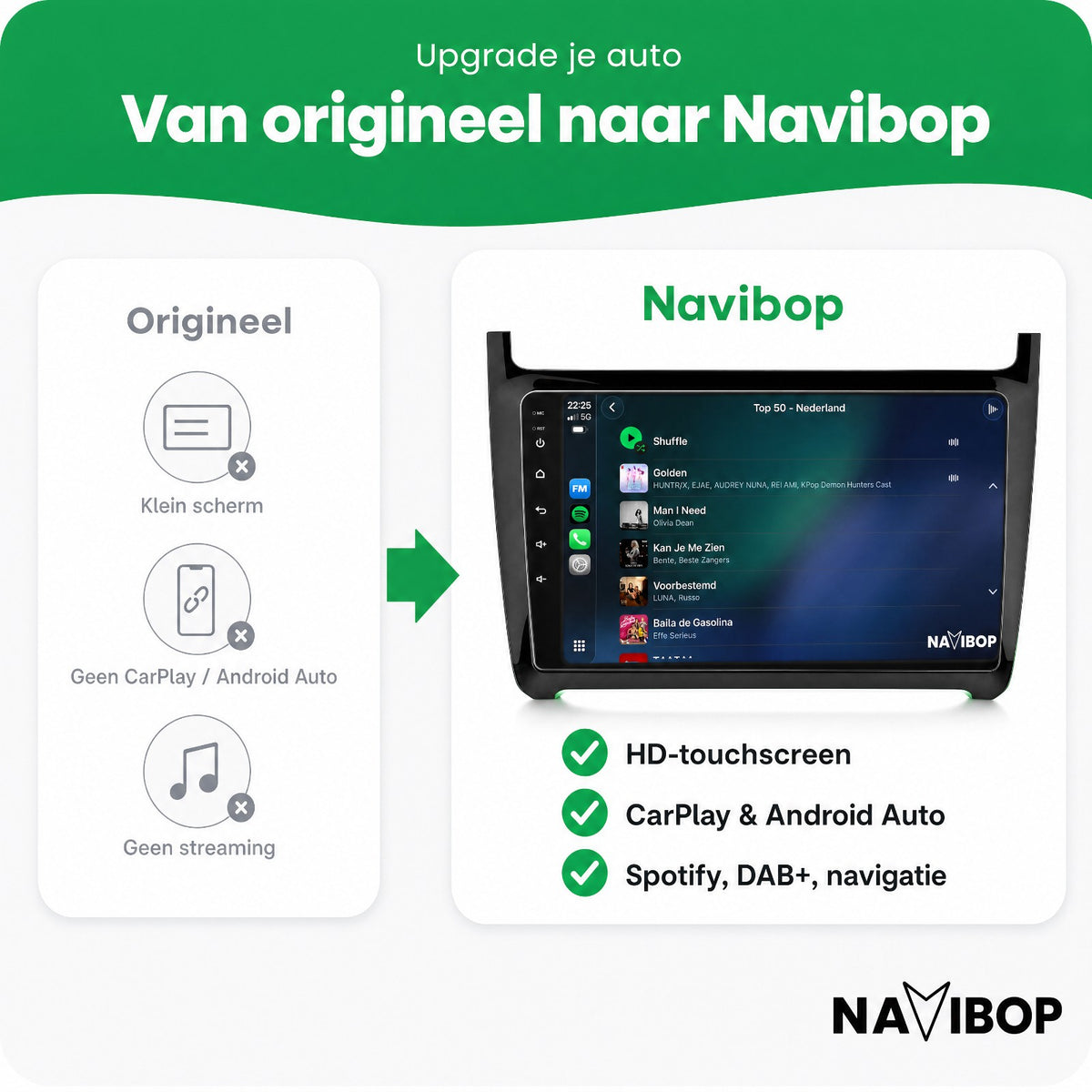 Volkswagen Polo + 2013 Zwart | Autoradio | Draadloos CarPlay & Android Auto | Android 15
