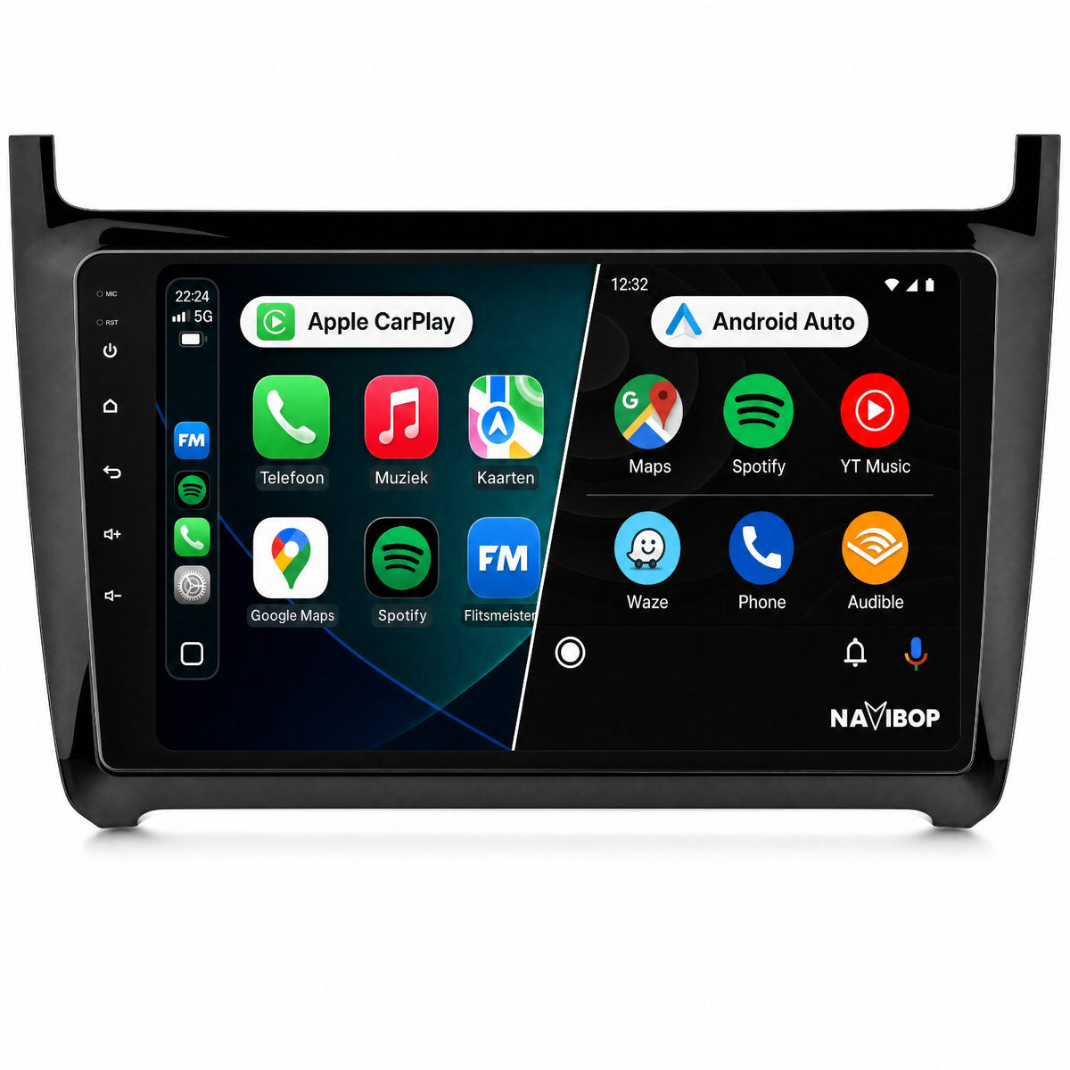 Volkswagen Polo + 2013 Zwart | Autoradio | Draadloos CarPlay & Android Auto | Android 15
