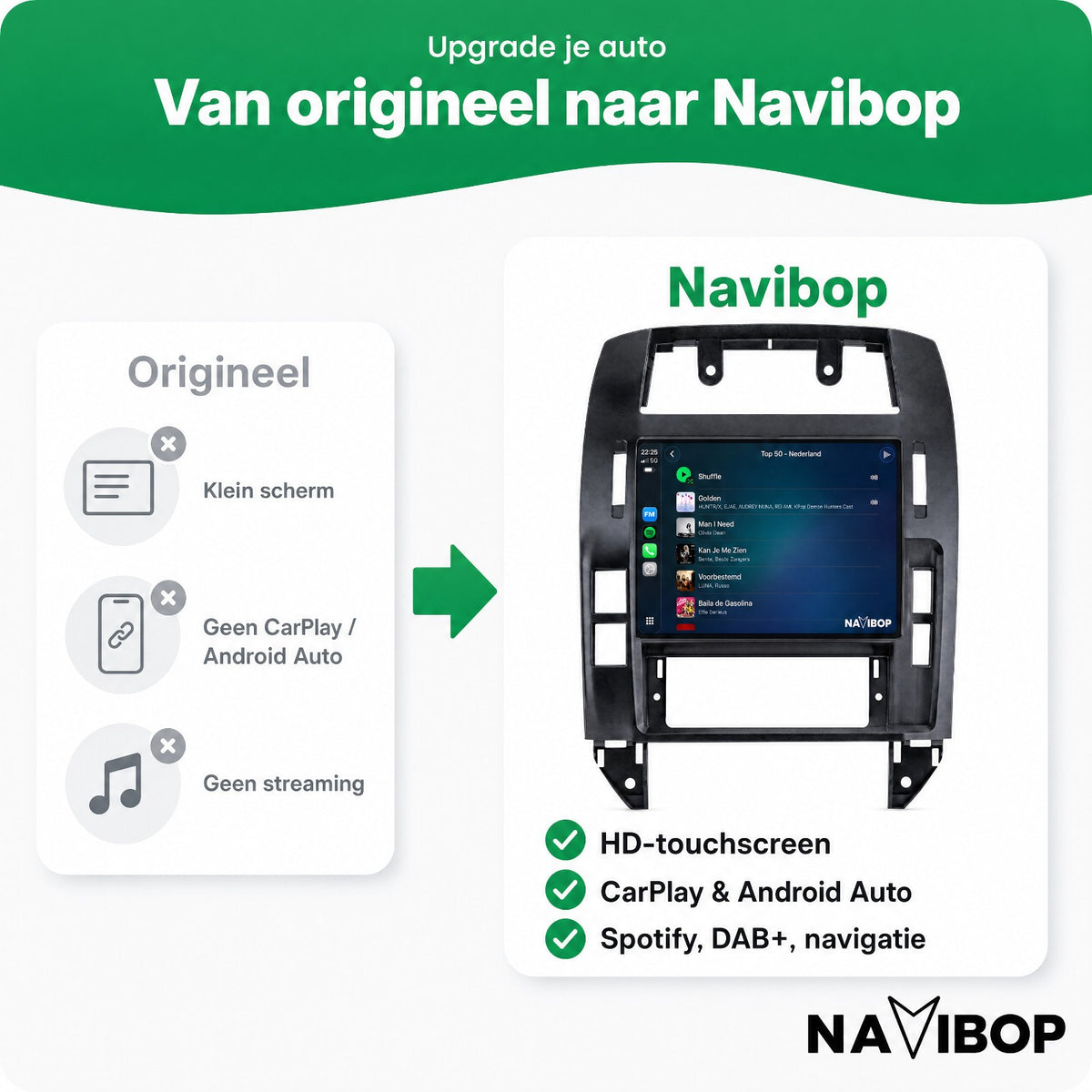 Volkswagen Polo Zwart | Autoradio | Draadloos CarPlay & Android Auto | Android 15 | 2002 t/m 2009