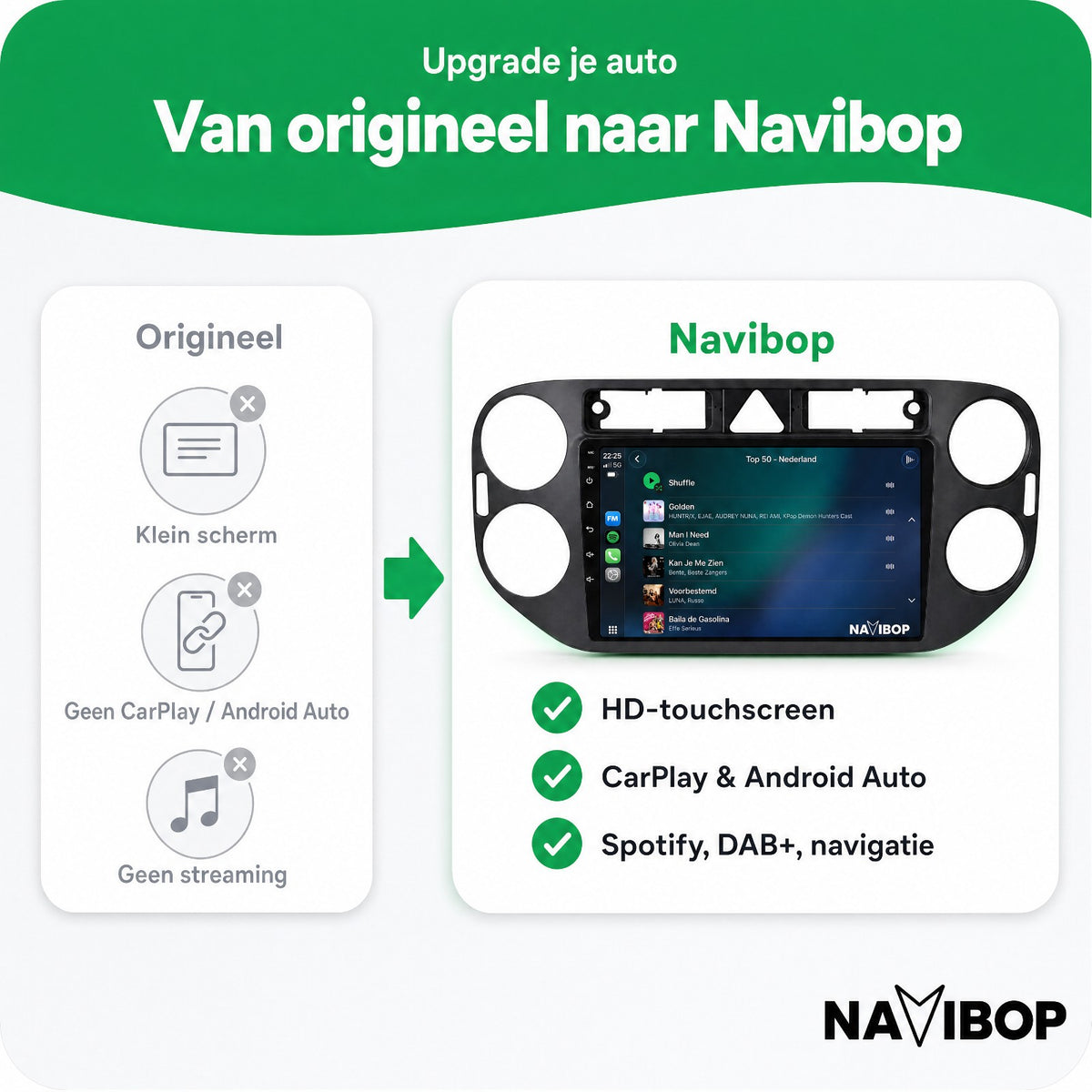 Volkswagen Tiguan Golf Plus | Autoradio | Draadloos CarPlay & Android Auto | Android 15 | 2007 t/m 2016