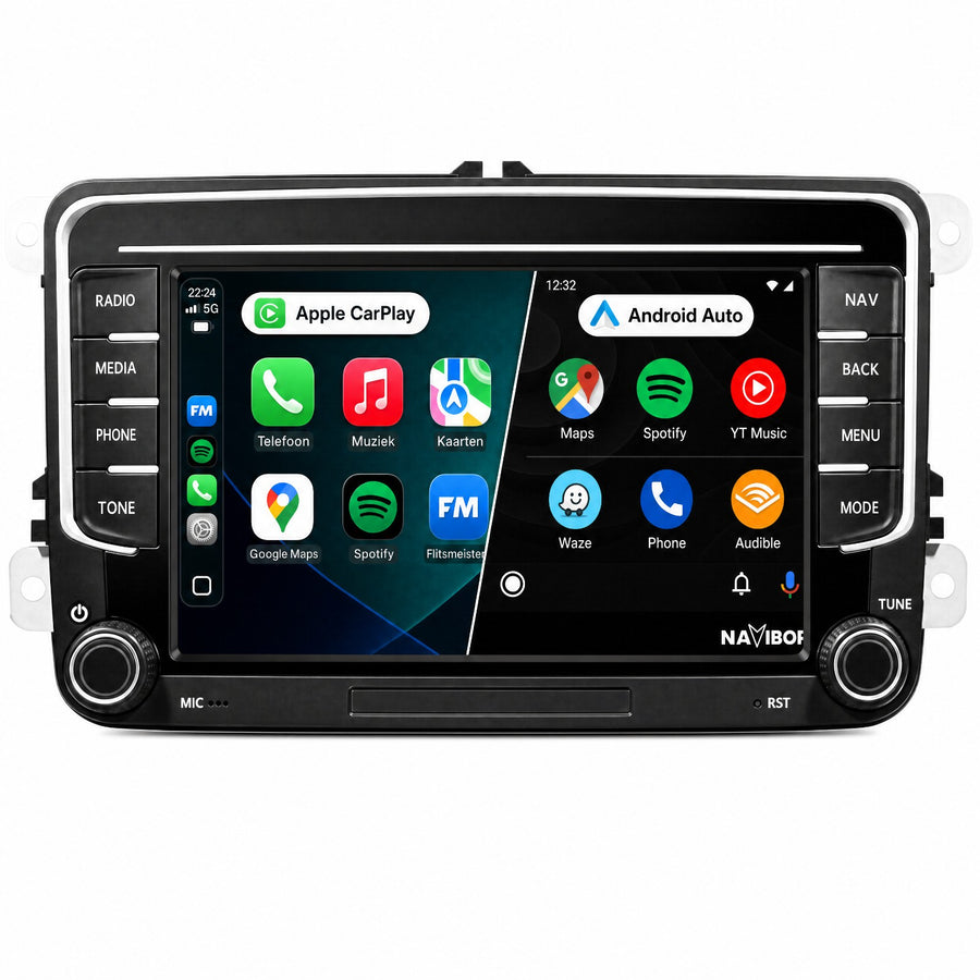 Volkswagen Seat Skoda universeel zonder USB | Autoradio | Draadloos CarPlay & Android Auto | Android 15