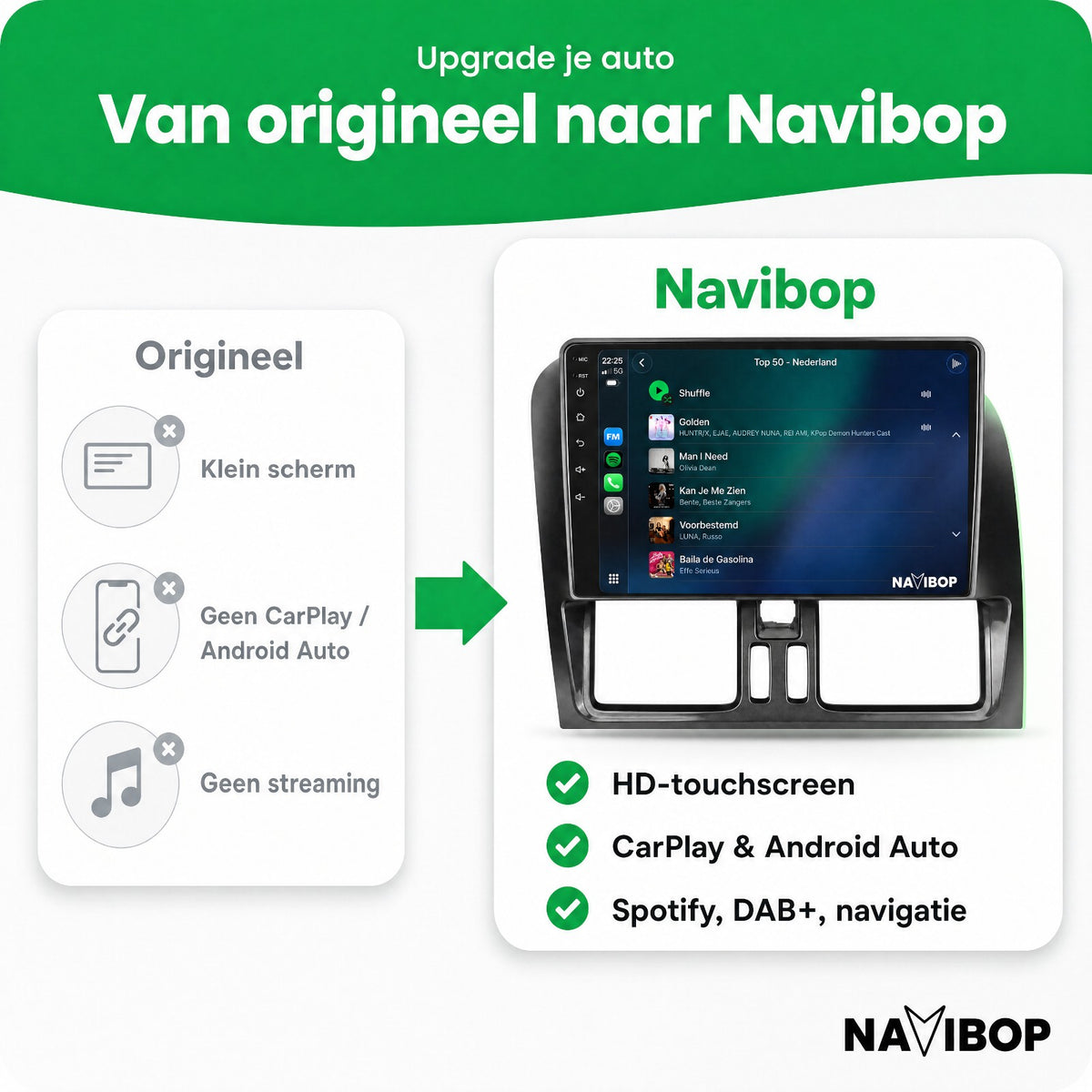 Volvo XC60 | Autoradio | Draadloos CarPlay & Android Auto | Android 15 | 2008 t/m 2017