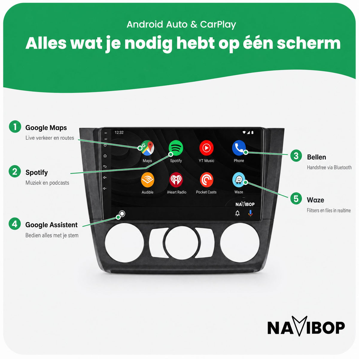 BMW 1-serie Versie 1 | Autoradio | Draadloos CarPlay & Android Auto | Android 15 | 2005 t/m 2013