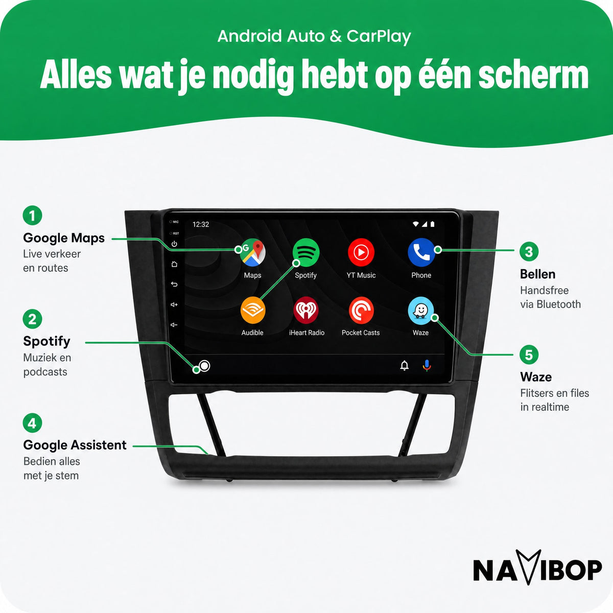BMW 1-serie Versie 2 | Autoradio | Draadloos CarPlay & Android Auto | Android 15 | 2005 t/m 2013