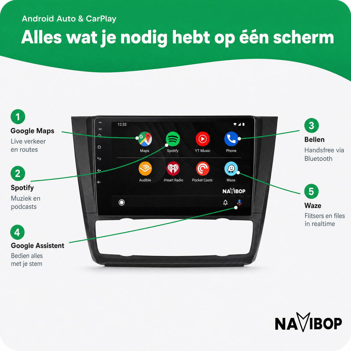 BMW 1-serie Versie 3 | Autoradio | Draadloos CarPlay & Android Auto | Android 15 | 2005 t/m 2013