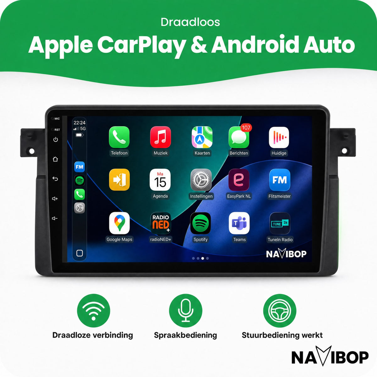 BMW 3-Serie | Autoradio | Draadloos CarPlay & Android Auto | Android 15 | 1997 t/m 2006