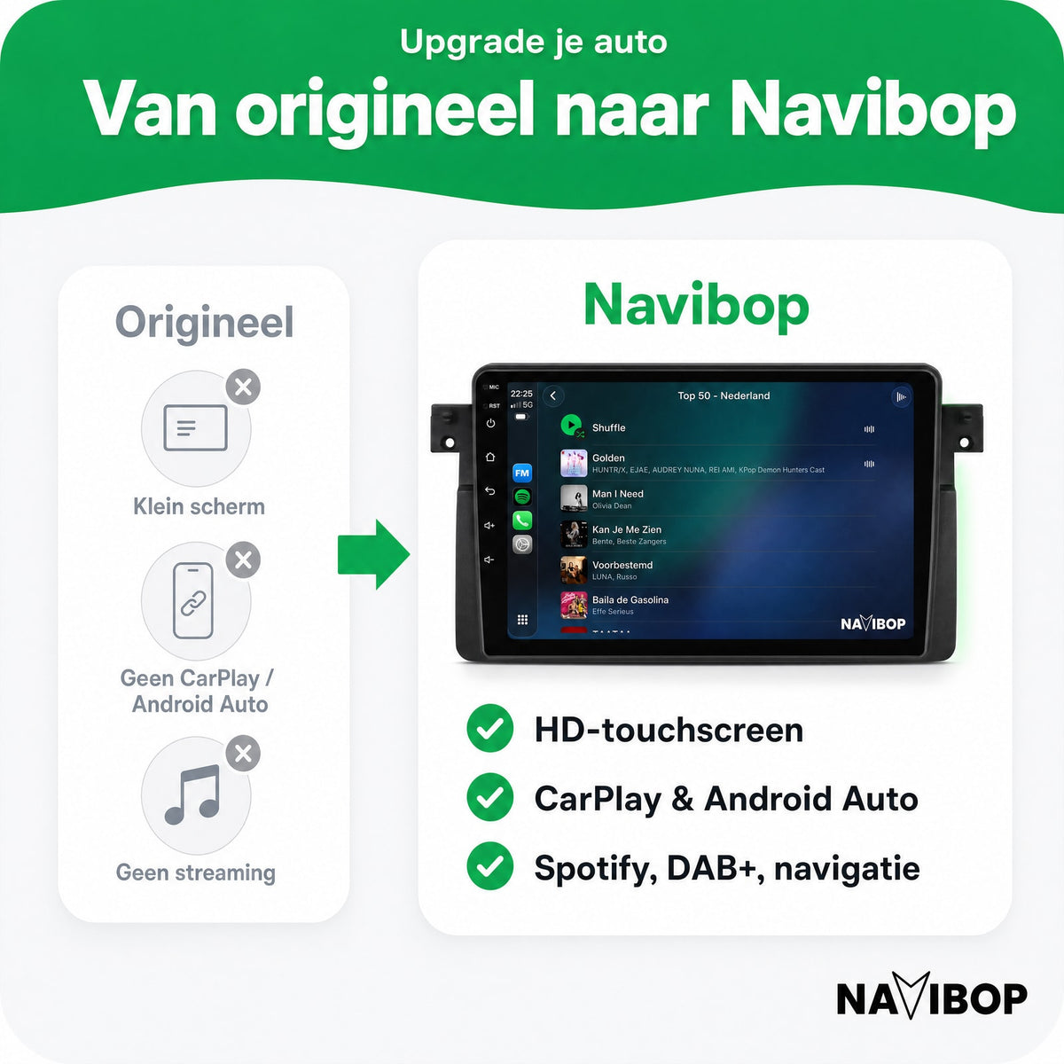 BMW 3-Serie | Autoradio | Draadloos CarPlay & Android Auto | Android 15 | 1997 t/m 2006