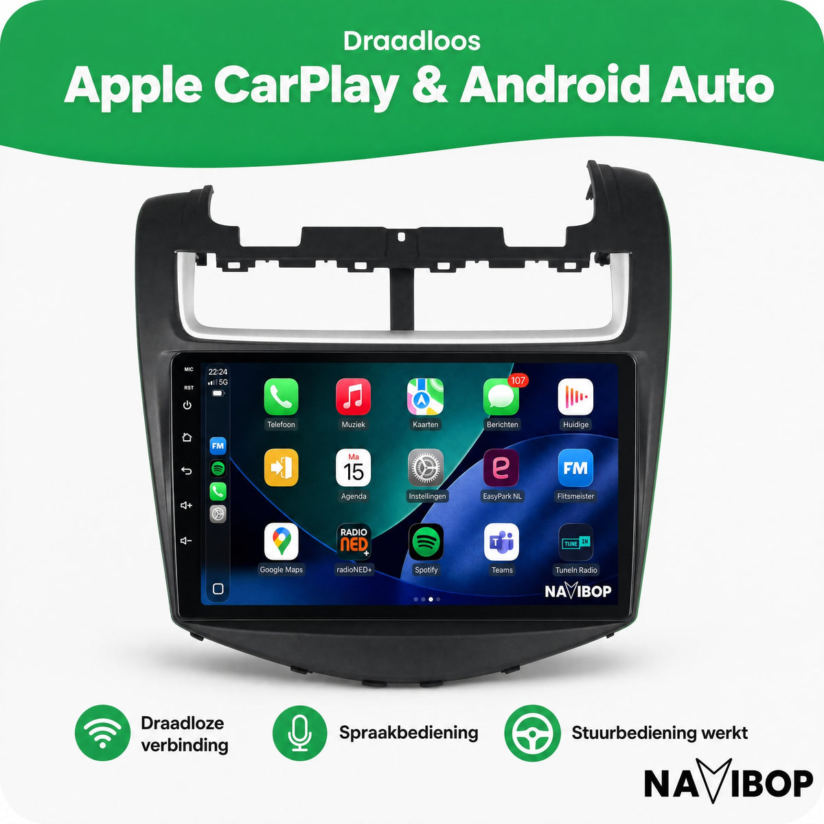 Chevrolet Aveo | Autoradio | Draadloos CarPlay & Android Auto | Android 15 | 2011 t/m 2017