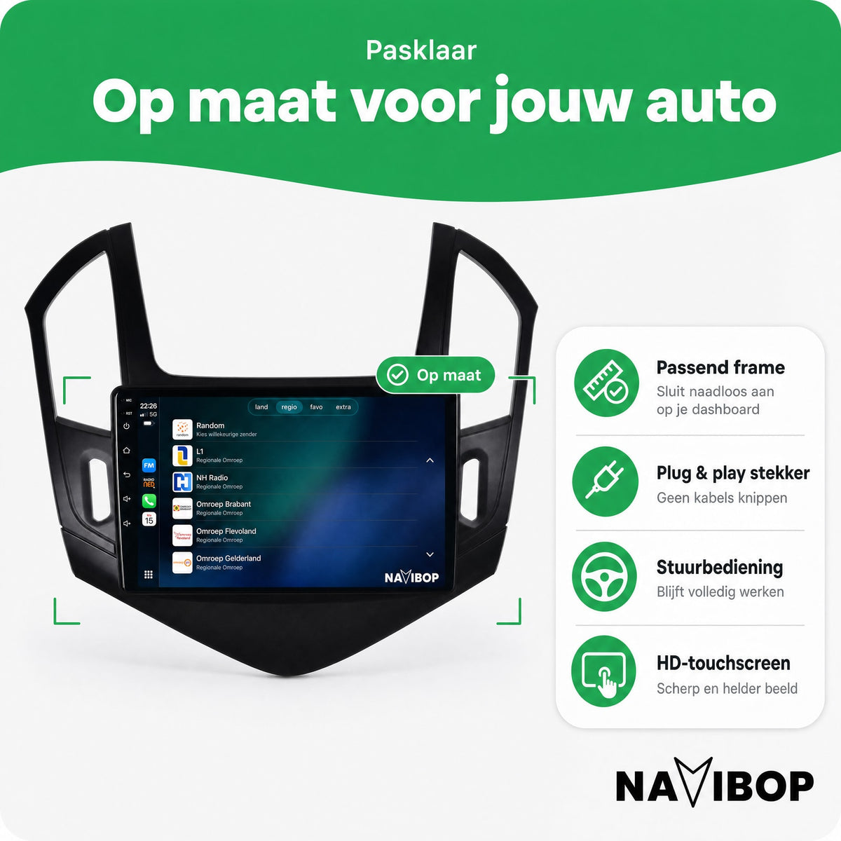 Chevrolet Cruze Zwart | Autoradio | Draadloos CarPlay & Android Auto | Android 15 | 2012 t/m 2015