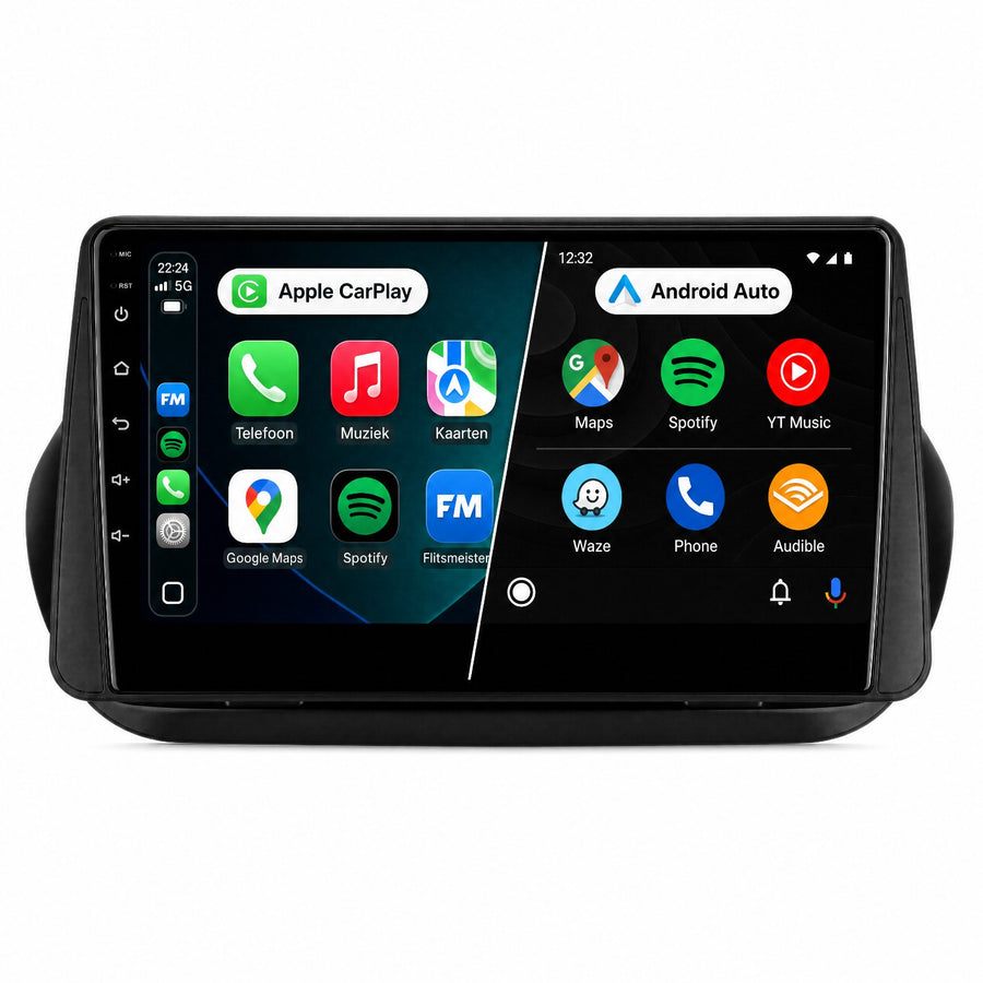 Fiat Fiorini Citroen Nemo Fiat Qubo Peugeot Bipper Peugeot Bipper Tepee | Autoradio | Draadloos CarPlay & Android Auto | Android 15 | 2008 t/m 2018