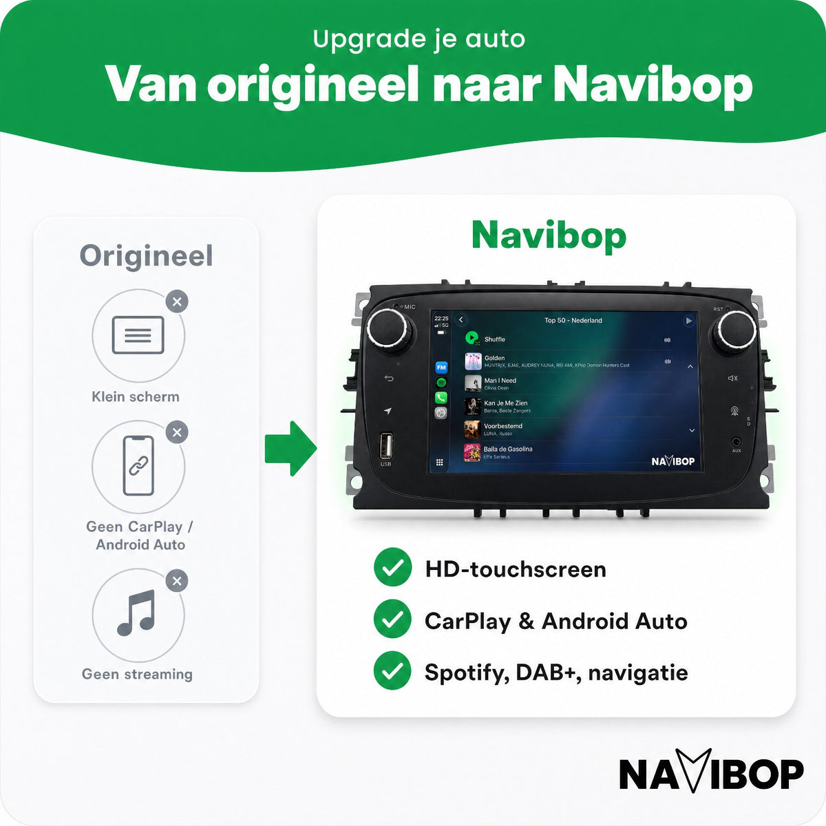 Ford C-Max Fiesta Fusion | Autoradio | Draadloos CarPlay & Android Auto | Android 15