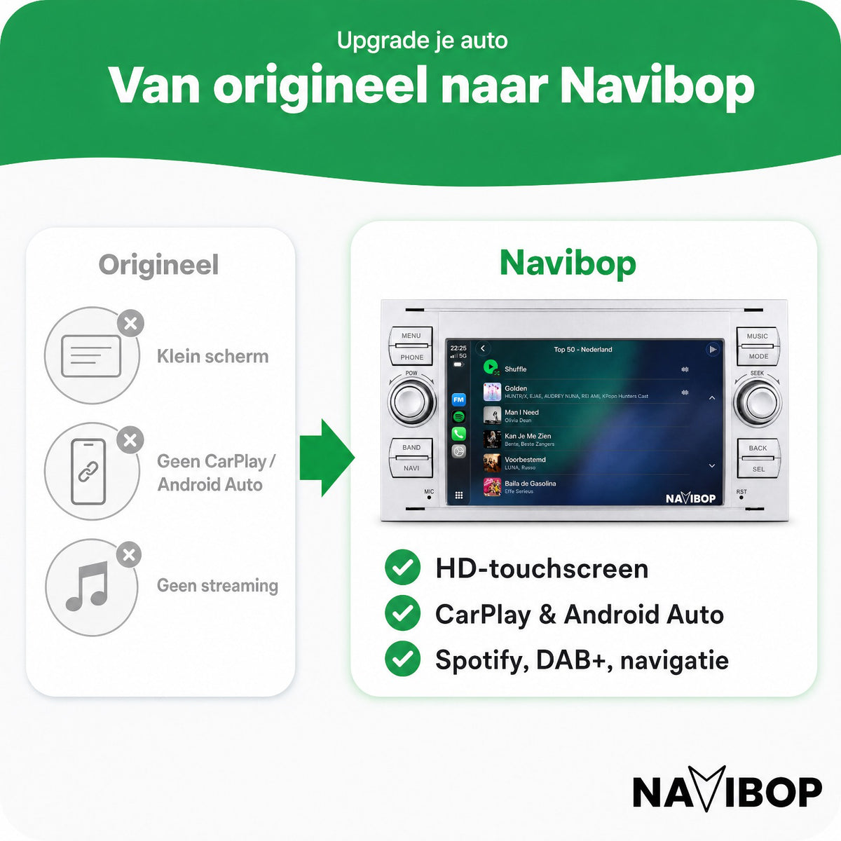 Ford C-Max Fiesta Fusion Zilver | Autoradio | Draadloos CarPlay & Android Auto | Android 15