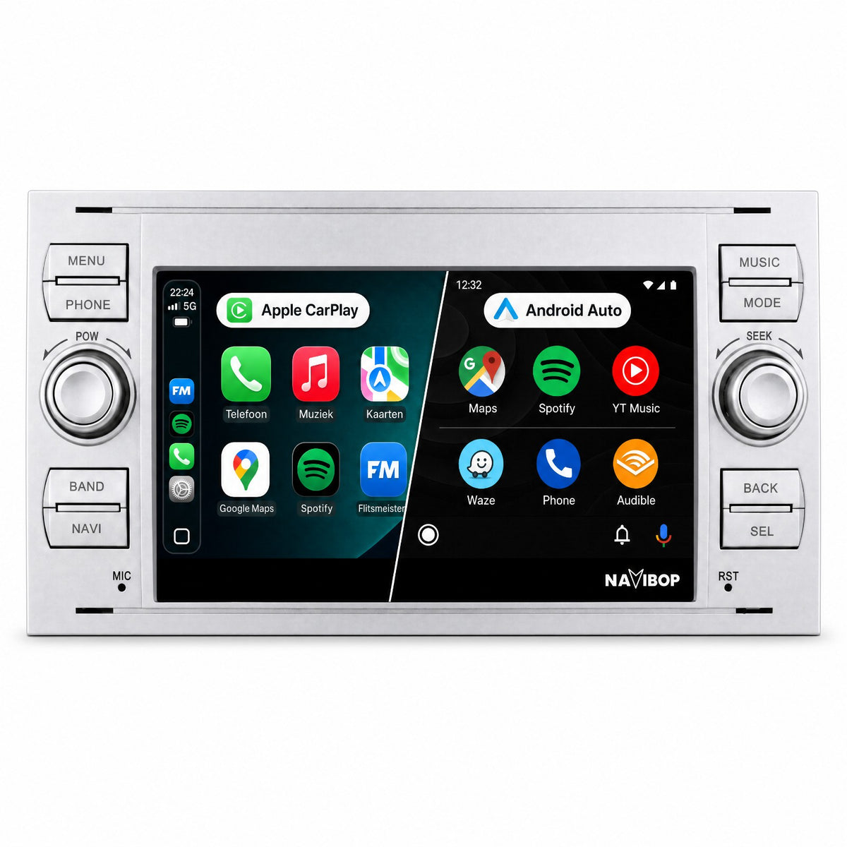 Ford C-Max Fiesta Fusion Zilver | Autoradio | Draadloos CarPlay & Android Auto | Android 15