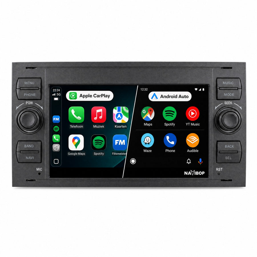 Ford C-Max Fiesta Fusion Zwart | Autoradio | Draadloos CarPlay & Android Auto | Android 15