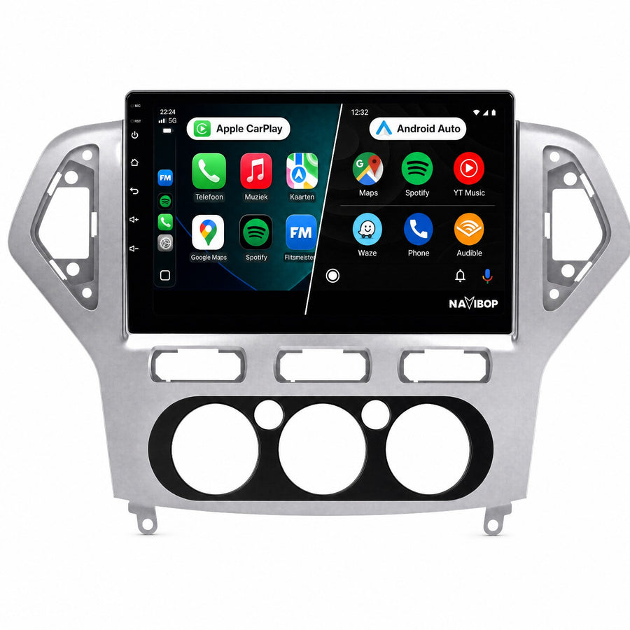 Ford Mondeo Zilver | Autoradio | Draadloos CarPlay & Android Auto | Android 15 | 2007 t/m 2010