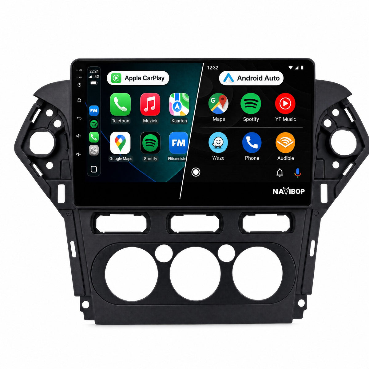Ford Mondeo Zwart | Autoradio | Draadloos CarPlay & Android Auto | Android 15 | 2007 t/m 2010