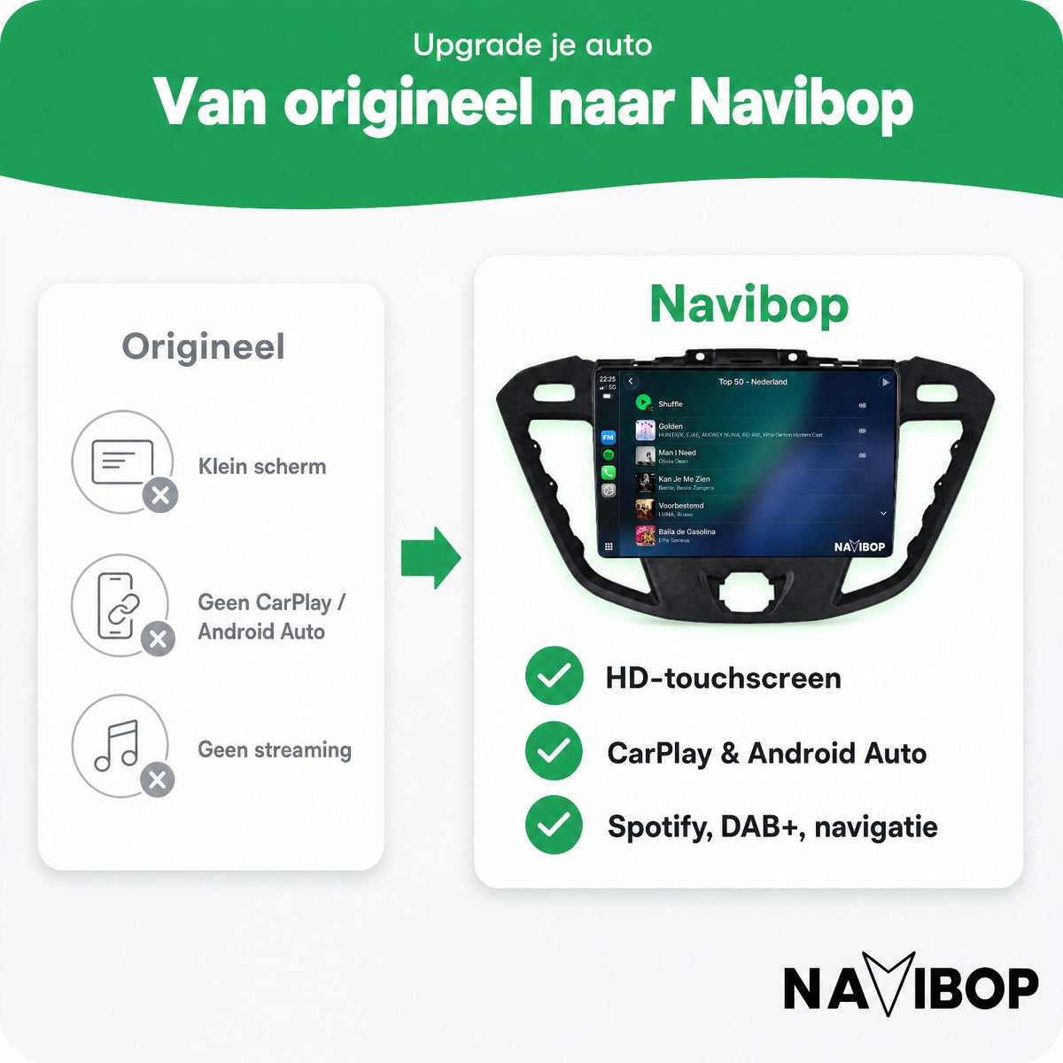 Ford Transit | Autoradio | Draadloos CarPlay & Android Auto | Android 15 | 2014 t/m 2018