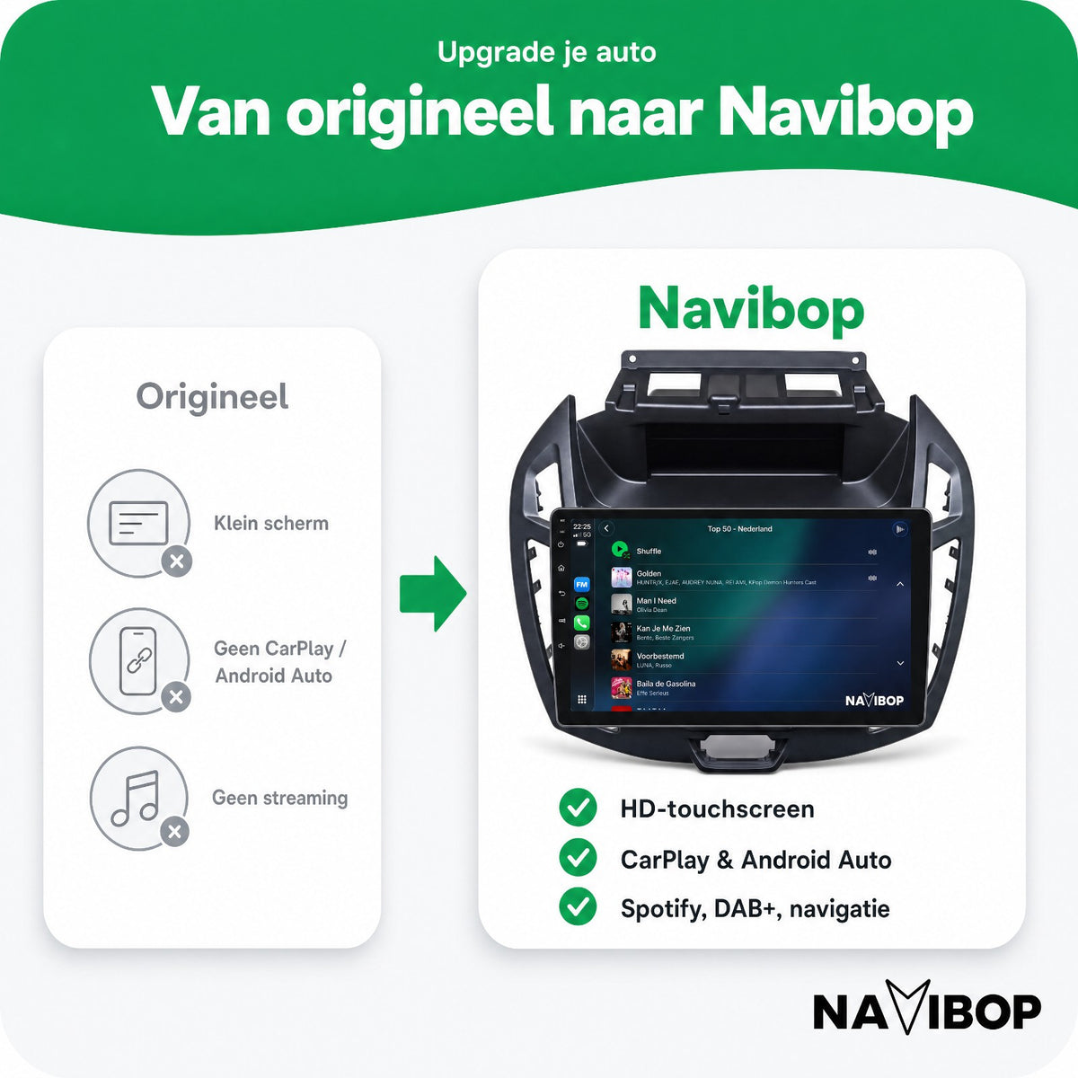 Ford Transit Connect | Autoradio | Draadloos CarPlay & Android Auto | Android 15 | 2013 t/m 2024