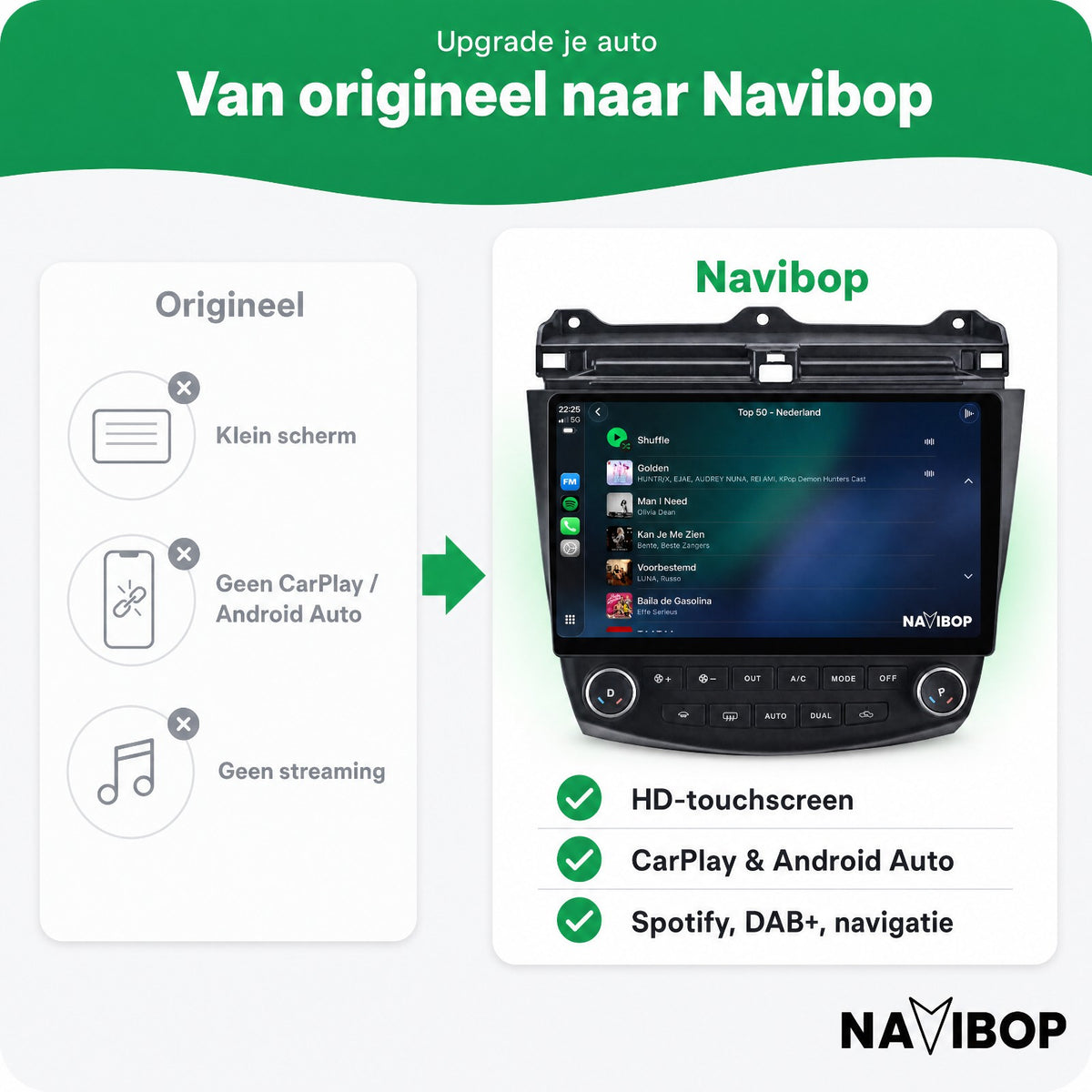 Honda Accord | Autoradio | Draadloos CarPlay & Android Auto | Android 15 | 2003 t/m 2008