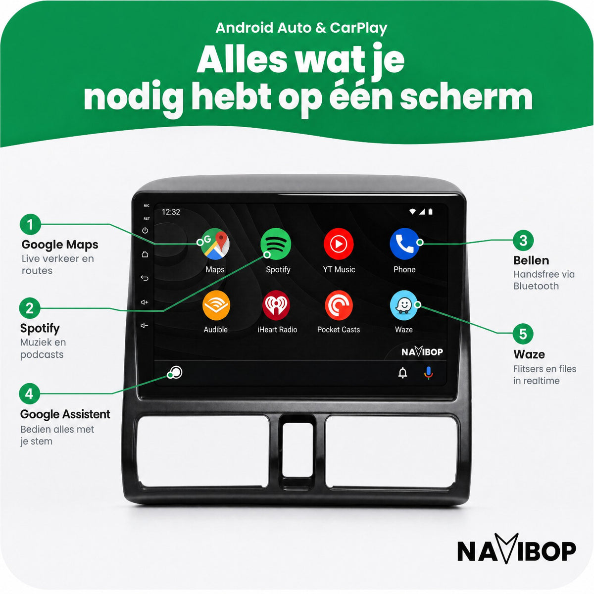 Honda CR-V | Autoradio | Draadloos CarPlay & Android Auto | Android 15 | 2002 t/m 2006