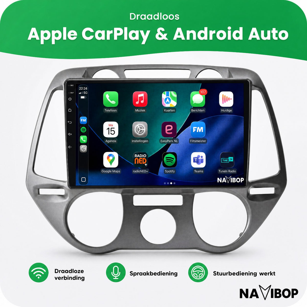 Hyundai I20 Versie 3 | Autoradio | Draadloos CarPlay & Android Auto | Android 15 | 2008 t/m 2014