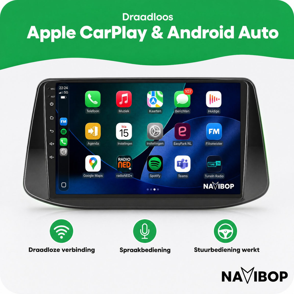 Hyundai I30 | Autoradio | Draadloos CarPlay & Android Auto | Android 15 | 2017 t/m 2019