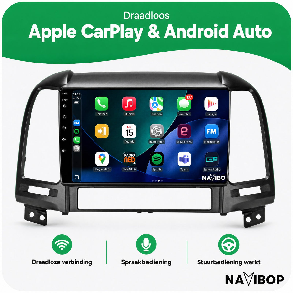 Hyundai IX45 Santafs 2006 | Autoradio | Draadloos CarPlay & Android Auto | Android 15