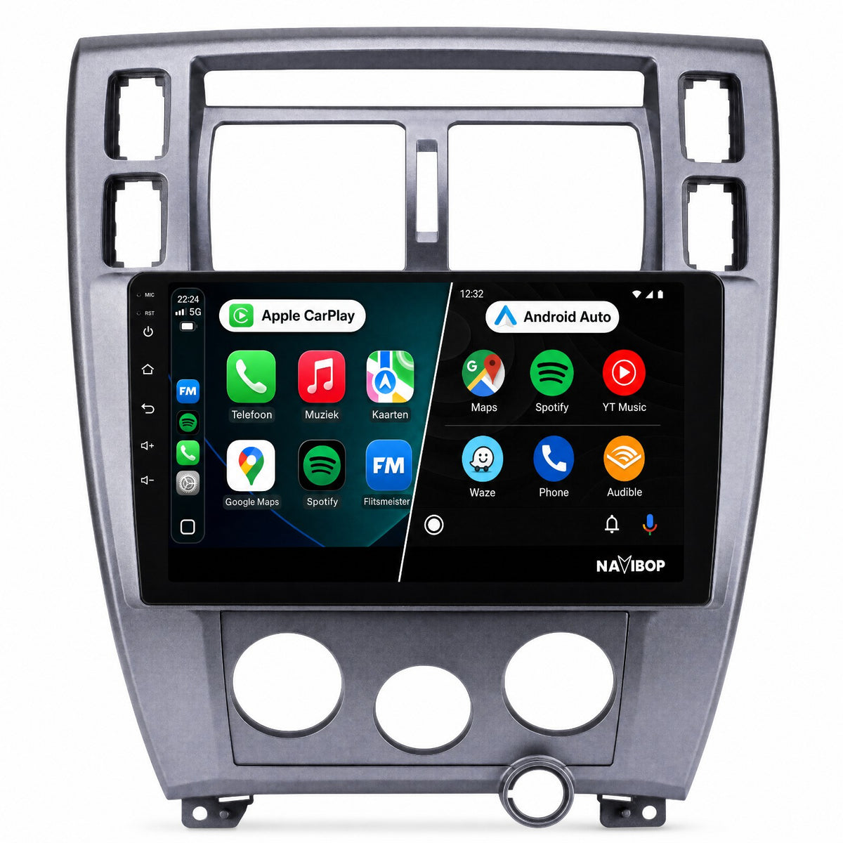 Hyundai Tucson Zwart | Autoradio | Draadloos CarPlay & Android Auto | Android 15 | 2004 t/m 2009