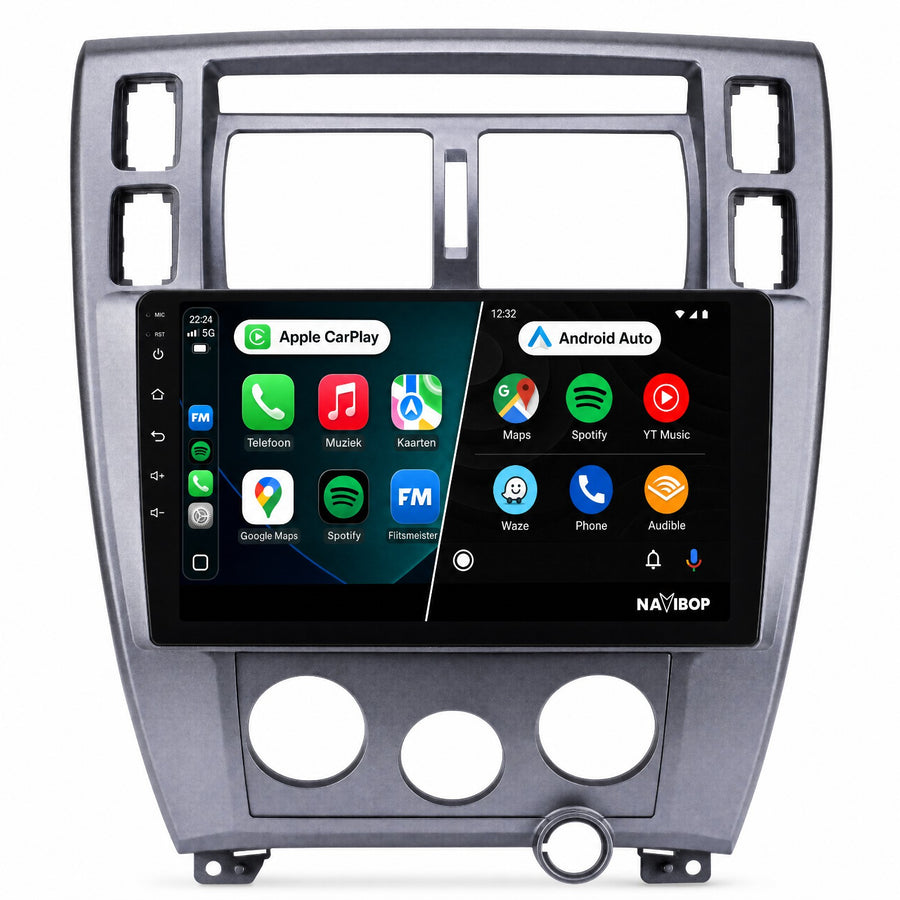 Hyundai Tucson Zwart | Autoradio | Draadloos CarPlay & Android Auto | Android 15 | 2004 t/m 2009
