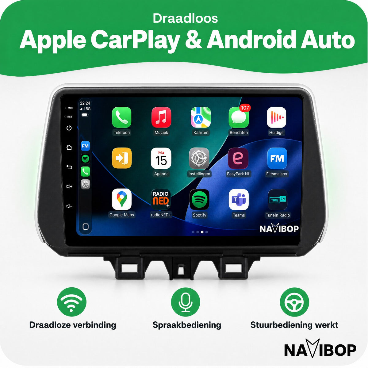 Hyundai Tucson | Autoradio | Draadloos CarPlay & Android Auto | Android 15 | 2018 t/m 2019