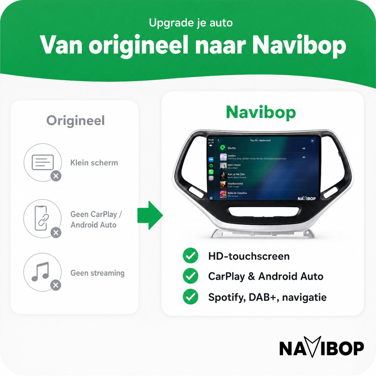 Jeep Cherokee | Autoradio | Draadloos CarPlay & Android Auto | Android 15